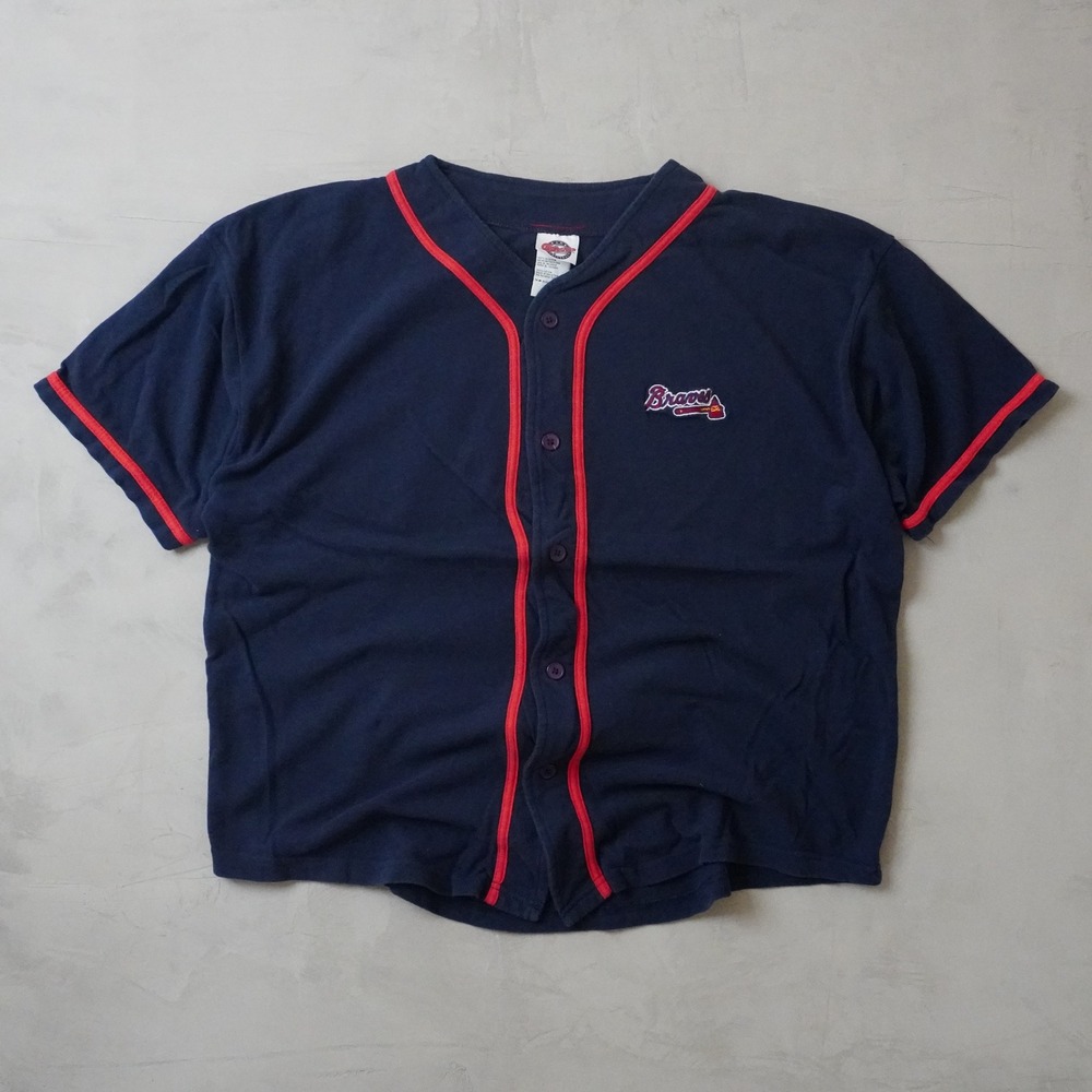 Hank Aaron Originals Atlanta Braves Baseball Jersey Mens XL Navy Blue Cotton